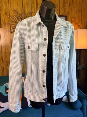 Noah NYC Striped 100% Cotton Denim Jacket